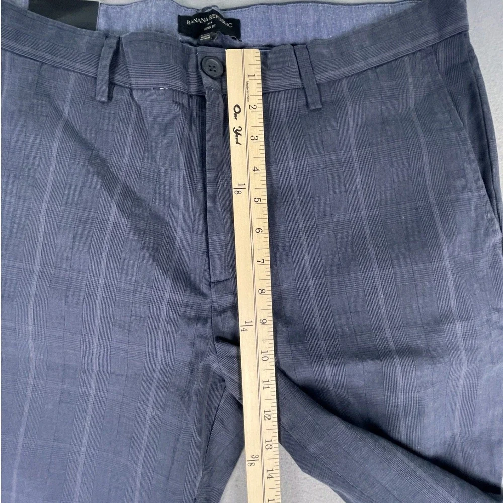 Banana Republic Aiden Fit Pants Mens 34x34 Slim Fit Blue Plaid Chinos Classic